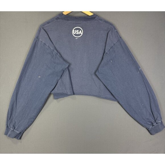 Vintage Y2K Nike Mid Swoosh USA Soccer Long Sleeve Cropped Womens Sports - Picture 2 of 15